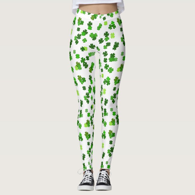 Kelly green "Kleeblatts Falling" Leggings (Vorderseite)