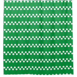 Kelly Green: Kleines, weißes Polka Dot Muster Duschvorhang