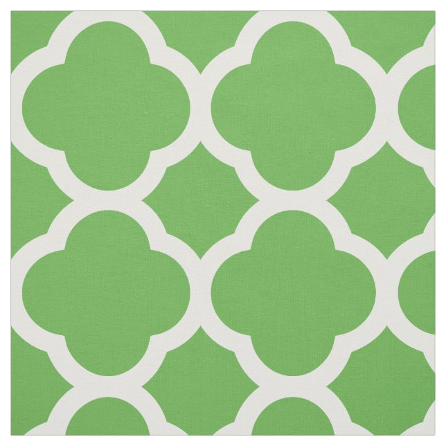 Kelly Green Modern Quatrefolie Große Größe Stoff (Muster)