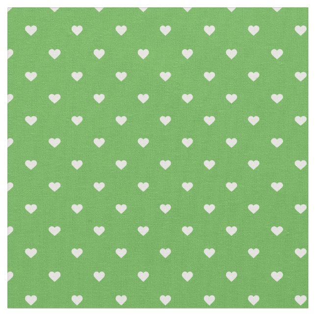 Kelly Green Polka Dot Hearts Stoff (Nahaufnahme)