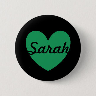 Kelly green polka herzen auf schwarz button