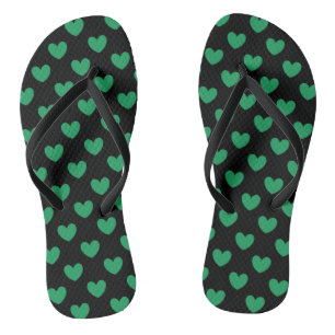 Kelly green polka herzen auf schwarz flip flops