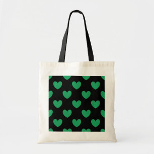 Kelly green polka herzen auf schwarz tragetasche