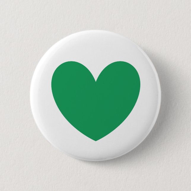 Kelly green polka herzen auf weiß button (Vorderseite)