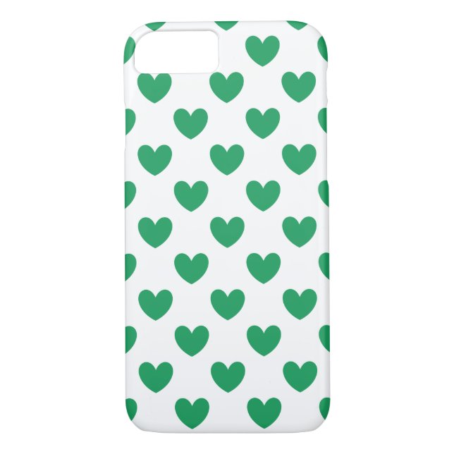 Kelly green polka herzen auf weiß Case-Mate iPhone hülle (Rückseite)