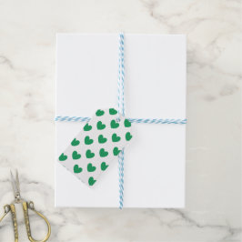 Kelly green polka herzen auf weiß geschenkanhänger