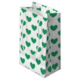 Kelly green polka herzen auf weiß kleine geschenktüte