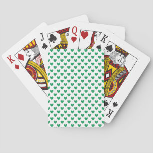 Kelly green polka herzen auf weiß spielkarten