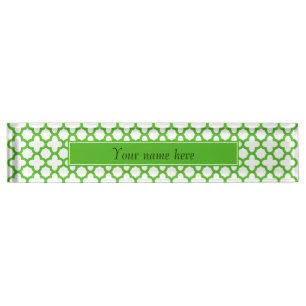 Kelly Green Quatrefoil Muster Namensplakette