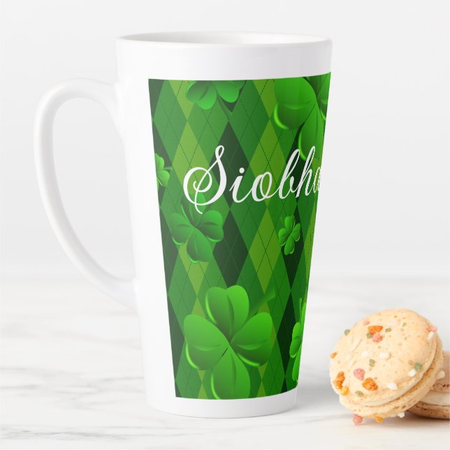 Kelly Green Raute Irish Clovers Latte Tasse (Beispiel)