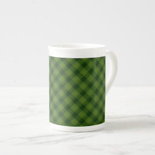 Kelly Green Squares Bone China Tasse