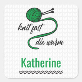 Kelly Green Strick Fast, Die Warm Quadratischer Aufkleber
