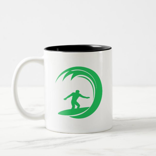 Kelly Green Surfer Zweifarbige Tasse (Links)