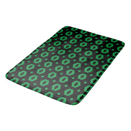 Kelly Green und Black: Geometriana 1 Badematte