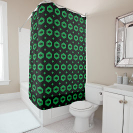 Kelly Green und Black: Geometriana 1 Duschvorhang