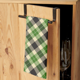 Kelly Green und Black Tartan Kariert Geschirrtuch
