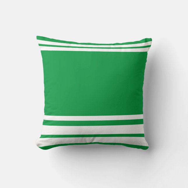 Kelly Green und weiße dünne Streifen Kissen (Vorderseite)