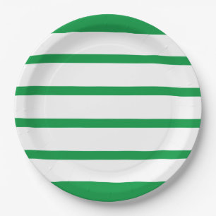 Kelly Green und White Minimal Wide Stripes Office Pappteller