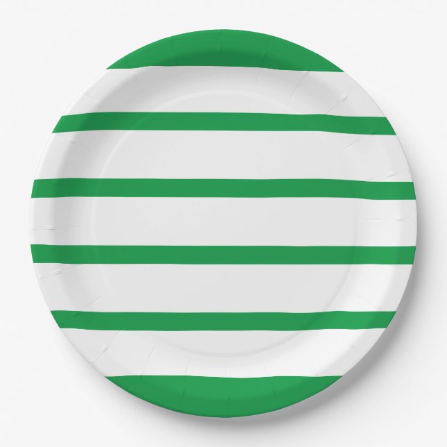 Kelly Green und White Minimal Wide Stripes Office Pappteller (Vorderseite)