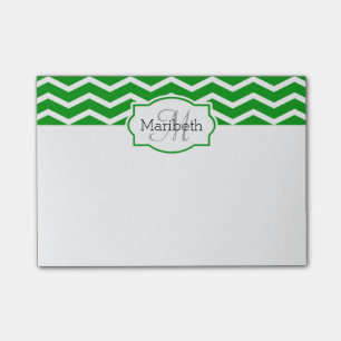 Kelly Green Zickzack Name Mit Monogramm Post-it Klebezettel