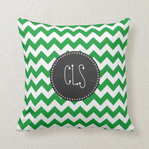 Kelly Green Zickzack Stripes; Chalkboard-Look Kissen