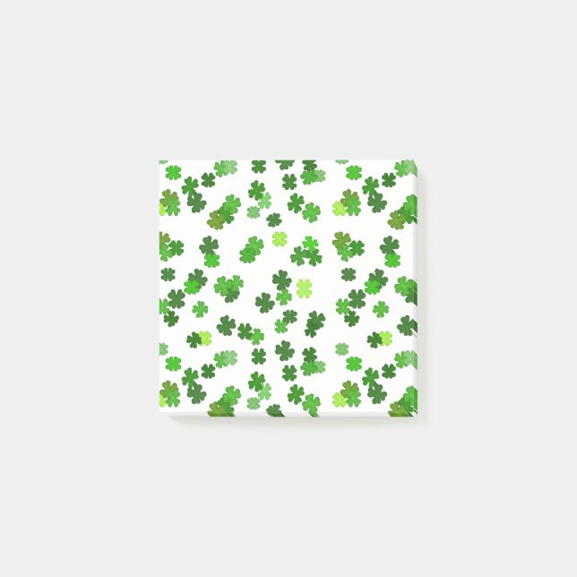Kelly-grün „Shamrocks Falling“ Post-it Klebezettel (Vorderseite)