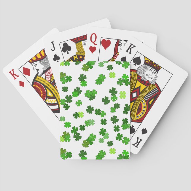 Kelly-grün „Shamrocks Falling“ Spielkarten (Rückseite)
