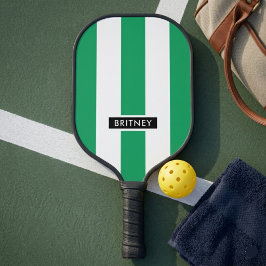 Kelly Grün und Weiße Vertikale Streifen Pickleball Schläger