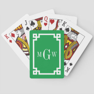 Kelly Grün Wt Griechischer Schlüssel #2 Gerahmtes Spielkarten