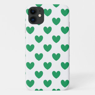 Kelly-grüne Tupfenherzen auf Weiß Case-Mate iPhone Hülle