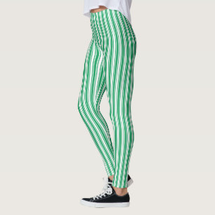 Kelly-grüne und weiße Kerzenstreifen Leggings