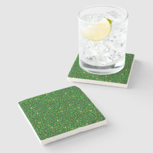Kelly-Grünes Shamrock-förmiges Leoparden-Druck-Unt Steinuntersetzer