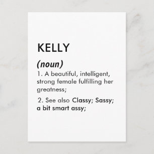 Kelly-Name, Bearbeitbarer Name, Benutzerdefinierte Postkarte
