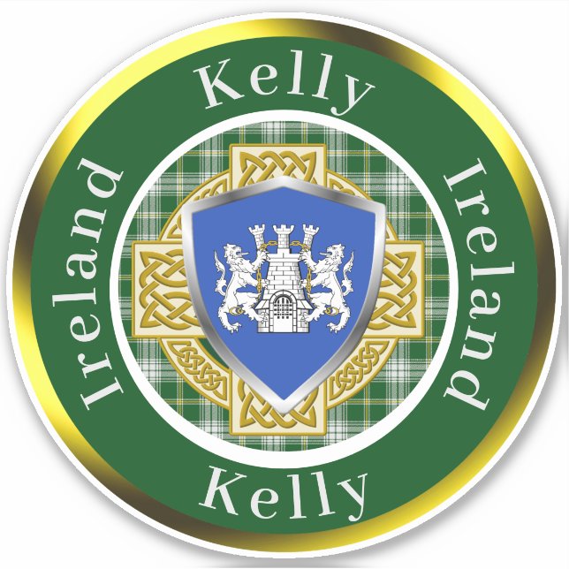 Kelly Shield & Celtic Cross Personalisiert Aufkleber (Vorderseite)