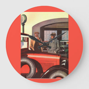 Kelly Springfields Reifen der 1920er Jahre und ein Große Wanduhr