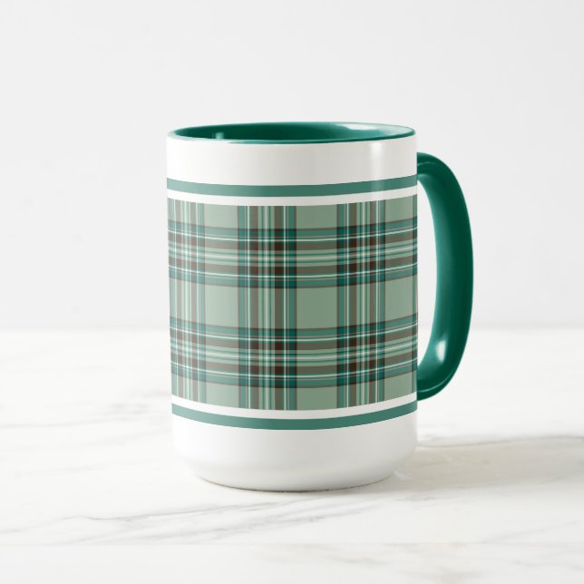 Kelly Tartan Pattern Mint Green Irish Kariert Tasse (VorderseiteRechts)