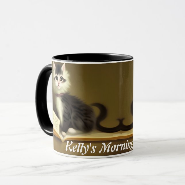 Kelly's Morgenkaffee Personalisiert anpassbar Tasse (Vorderseite Links)