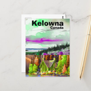 Kelowna BC Travel Postcard, British Columbia Art P Postkarte