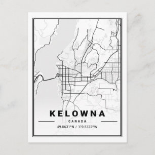Kelowna British Columbia Canada Travel City Map Postkarte