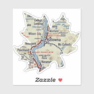 Kelowna Vintag Map Aufkleber
