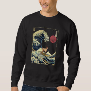 Kelpie Japanische Kanagawa Welle Surf-Hund Sweatshirt