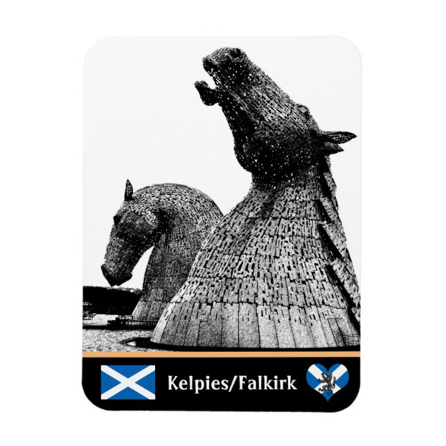 Kelpies & Statues in Falkirk / Scotland Art Magnet (Vertikal)