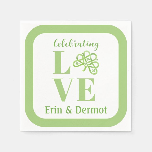 Keltisch grüne Wasserfarbe Shamrock NAME Braut- Serviette (Vorderseite)