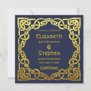 Keltisch Navy Blau Falscher Gold Keltischer Knot Einladung
