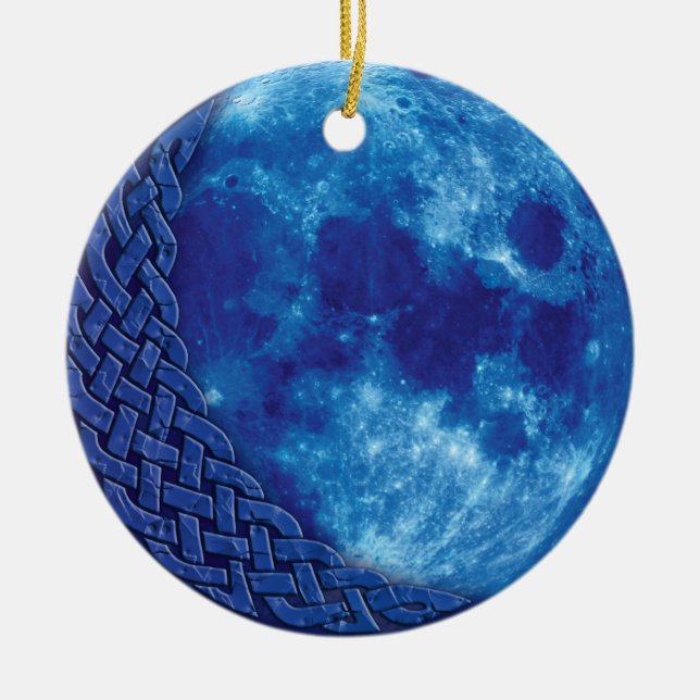 Keltische blauer Mond-Verzierung Keramikornament (Vorne)