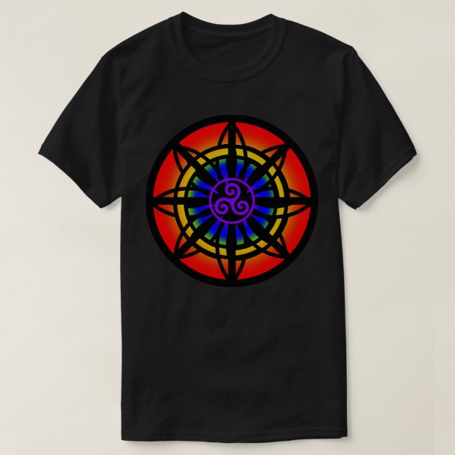 Keltische Blume Rainbow Spiral T-Shirt (Design vorne)