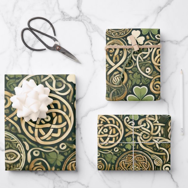 Keltische Blüte Geschenkpapier Set (Vorderseite)