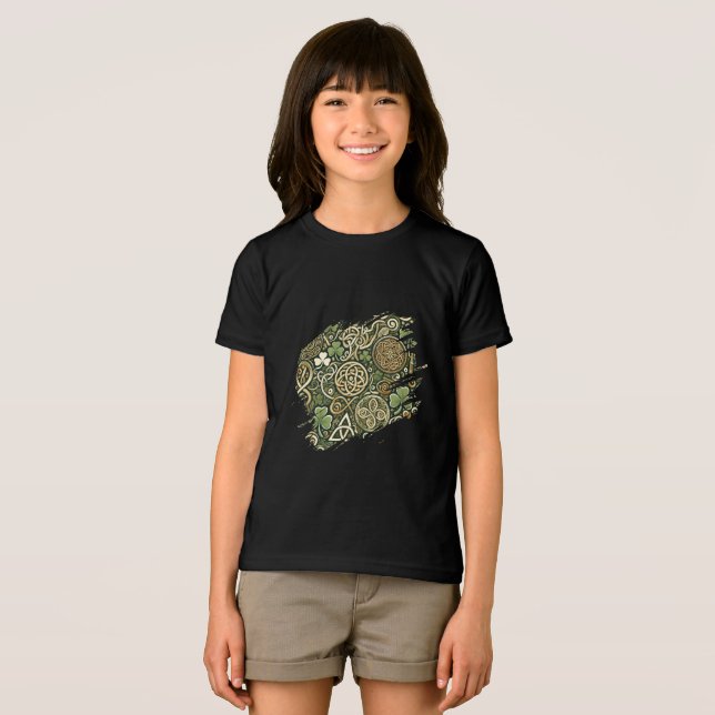 Keltische Blüte Tri-Blend Shirt (Vorderseite Voll)