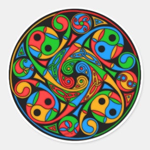 Keltische Buntglas-Spirale Runder Aufkleber