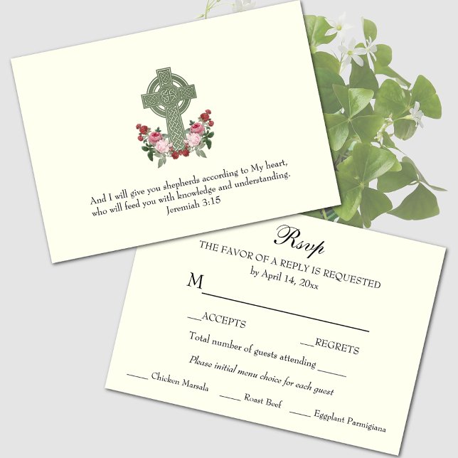 Keltische Cross-Rose-Antwortkarte RSVP Karte (Von Creator hochgeladen)